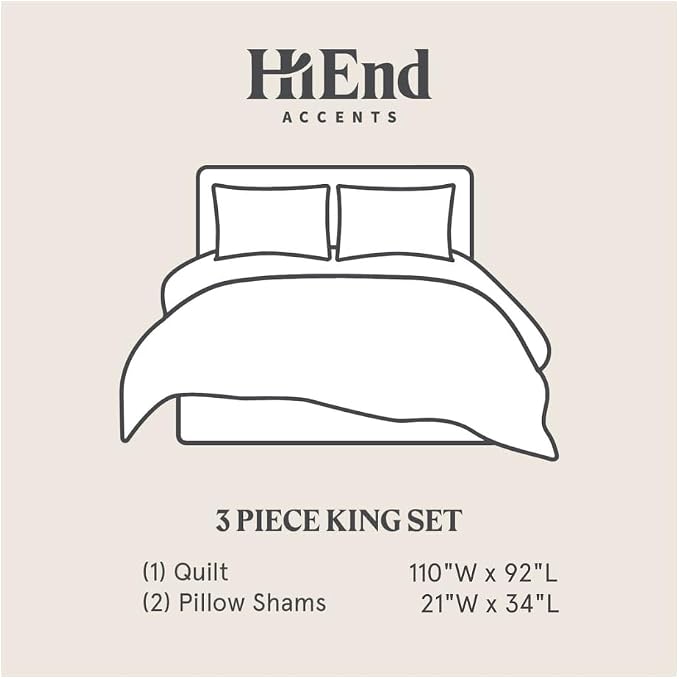 HiEnd Accents Velvet Diamond 3 Piece Quilt Set with Pillow Shams, King Size, Gold Solid Color, Classic Traditional Luxury Bedding Set, Soft Lightweight Bed Cover, 1 Quilt and 2 Pillowcases