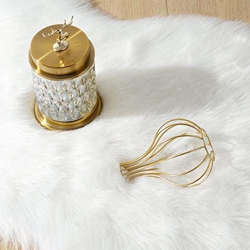 Faux Fur Rug Fluffy Sheepskin Area Rug,Ultra Soft Shaggy Plush Rug Bedroom Living Room Sofa Floor Kids Room Bedside(3 x 3 ft Round White)