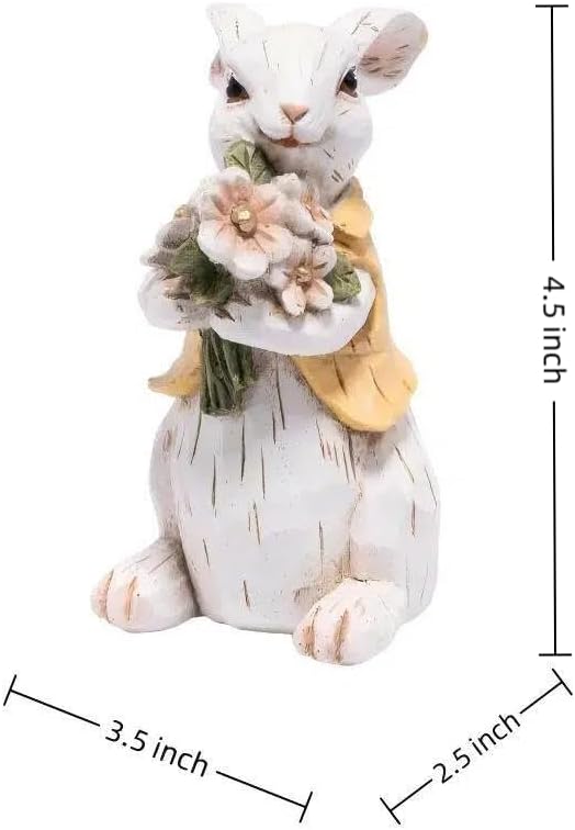 Hodao Easter Bunny Decorations Spring Home Decor Bunny Figurines Gifts(Spring White Rabbit)