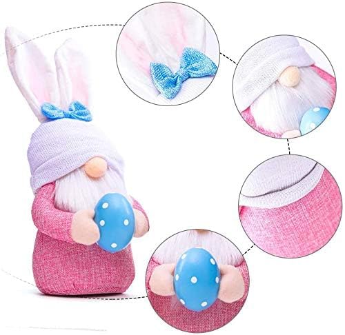 Easter Gnome Plush Elf Decorations, 2 pcs Handmade Gnome Bunny Faceless Doll Easter Ornaments, Spring Home Decor Gifts for Women Men