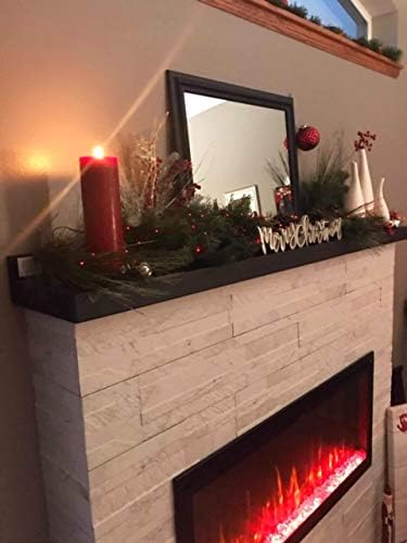 joelsantiques - 54 Inch Wooden Floating Shelves for Wall - 54x8x2 in - Made of Natural Wood - Long Heavy Duty Rustic Wall Shelves for Bedroom - Perfect for Living Room, Kitchen - Black