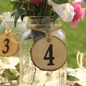 60 Pcs Wood Slices for Crafts, 1.7"-2.1" Pre-Drilled Holes Wood Rounds, 66 FET Twine String, Wooden Circles for Crafts Burning Painting DIY Crafts Christmas Wedding Party Wedding Decor Party