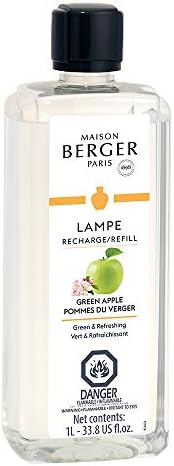 Maison Berger Green Apple Lampe Berger Refill, 1 Liter (33.8 fl oz), 2-in-1 Catalytic System, Neutralizes Odors and Diffuses Fragrance, Green Apple, Fresh Notes, Made in France