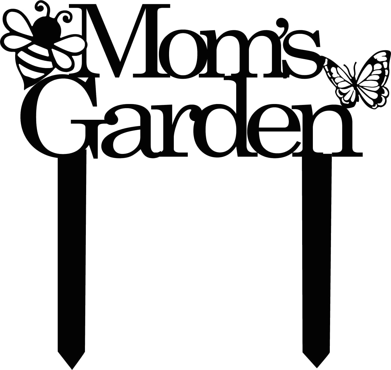 Custom Patio Meta Sign with Stake, Bee and Butterfly Decoration, Farmhouse Yard Art - Personalized Gardener Name, Gift for Mom & Grandma