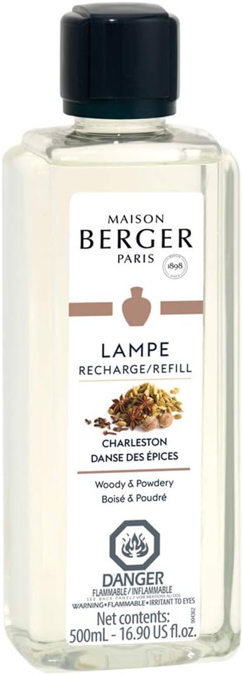 Maison Berger Charleston Lampe Berger Refill, 500 ml (16.9 fl oz), 2-in-1 Catalytic System, Neutralizes Odors and Diffuses Fragrance, Cardamom, Cinnamon, Teakwood, Made in France