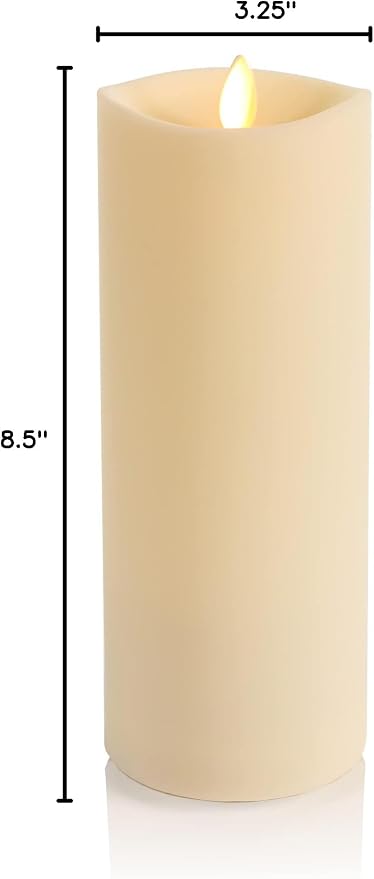 Luminara Realistic Artificial Moving Flame Outdoor Pillar Candle - Moving Flame LED Battery Operated Lights for Outside Christmas, Thanksgiving - Remote Ready - Remote Sold Separately - 3.25" x 8.5"