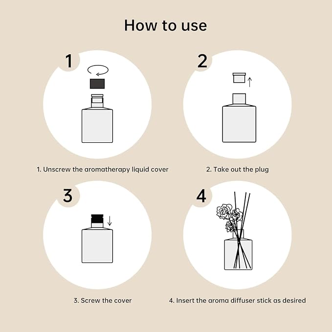 XEPTLE Sandalwood Reed Diffuser, Air Freshener, Fragrance Oil Diffuser with 5 Reeds, Eliminate Odors, Scented Diffuser Set for Bathroom,Bedroom,Office,Home,Yoga, 7.04 oz, Black