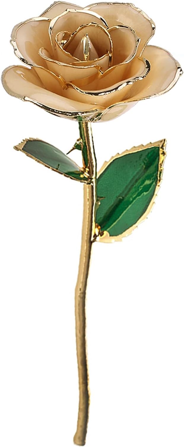 24k Gold Dipped White Rose Long Stem Forever Preserved Rose Flower, Gift for Her, Mom, Wife on Valentine's Day/Mothers Day/Christmas/Birthday/Anniversary/Wedding