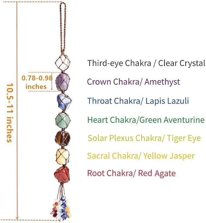 7 Chakras Healing Crystals Home Interior Decoration Car Hanging Ornaments Window Good Luck Home Decoration for Reiki Healing Good Luck Feng Shui Decorations (7 Chakra)