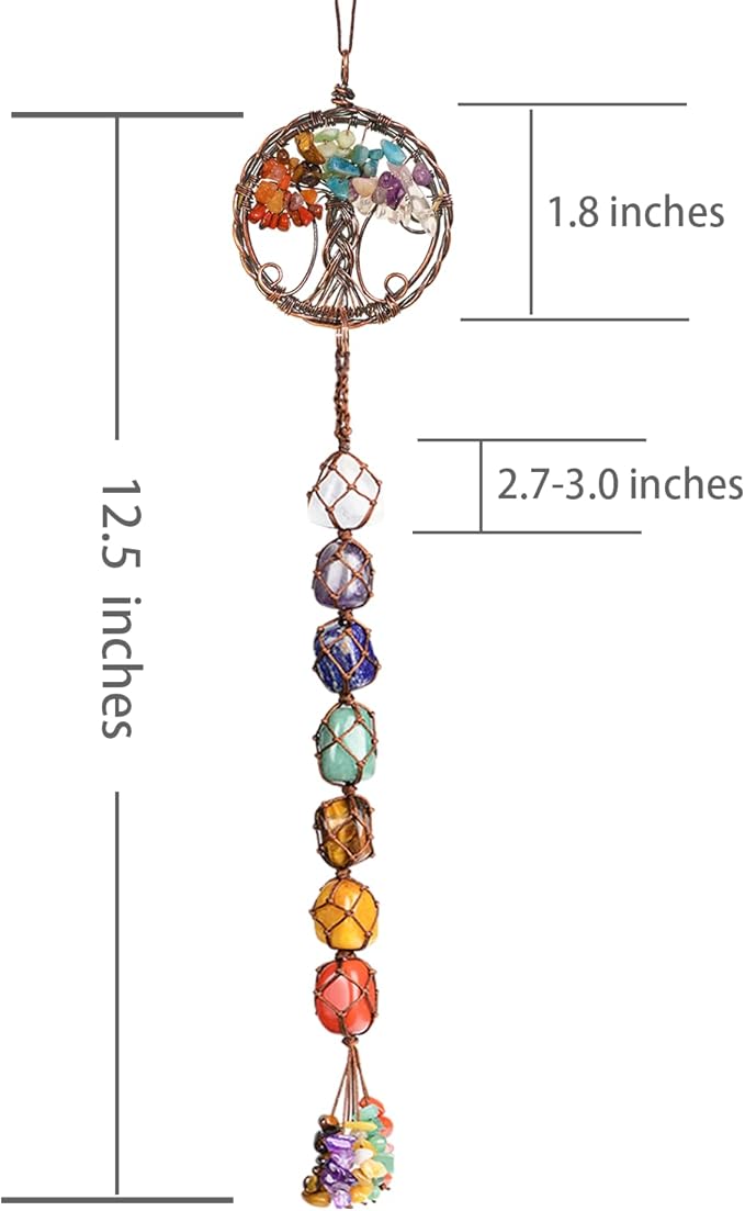 Anjiucc Handmade Crystal Window Car Hanging Ornaments 7 Chakra Home Ornament Yoga Meditation Car Decoration(A-Style 11)