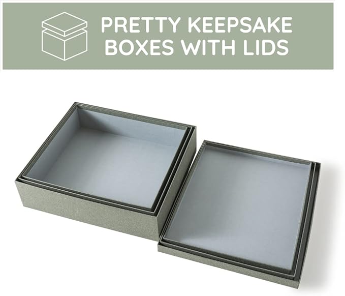 Soul & Lane Decorative Storage Boxes with Lids, Paper Storage Box Set for Keepsakes and Photos, Decorative Boxes for Home Decor, Stationery, Office Organizers, Gray Kraft