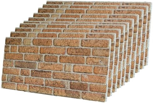 IZODEKOR 3D Wall Panels Brick Effect - Cladding, Stone Look, Styrofoam Facing for Living Room, Kitchen, Bathroom, Balcony, Bedroom, Back of Counter | The Telegraph Road (10x Panels) | Covers 16sqft