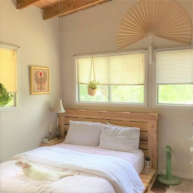 ChumDecor Fan Wall Decor, Japanese Giant Fan, Large Bamboo Fan Wall Art For Boho Hanging Headboard, Decorative Folding Fans For Over Bed, Asia Trending (Ivory 60 inch)
