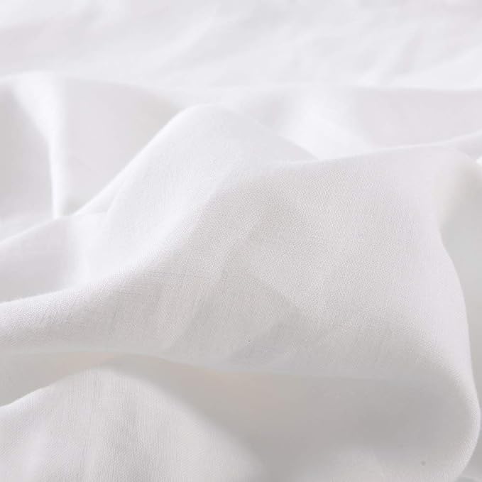 meadow park Stone Washed French Linen European Pillow Shams, Set of 2 Pieces, 26 inches x 26 inches Square Euro Sham, Super Soft, 1 inches Flange, White Color