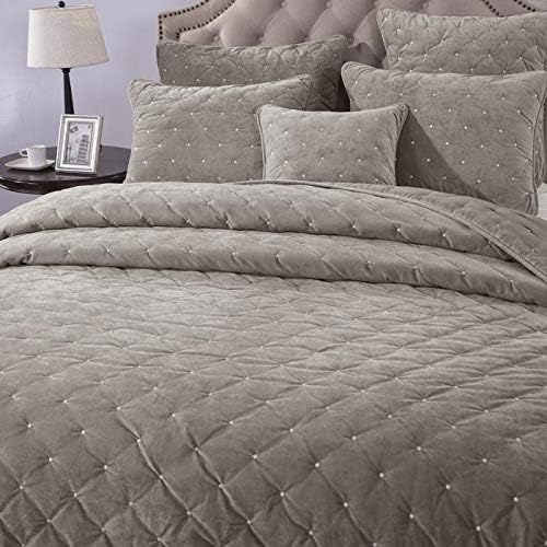 Tache Velvet Dreams Luxurious Velveteen Velour Super Soft Plush Warm Cozy Diamond Tufted Polka Dot Quilted Coverlet Tan Beige Neutral Bedspread Set, Full