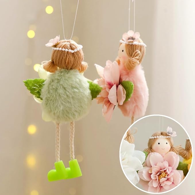 Eimilaly Four-Color Flower Fairies Ornaments Spring Gnome for Home Decorations, Tomte Gnomes Set Ornaments for Garden or Rustic Theme Party Gnome Decor - 4PCS