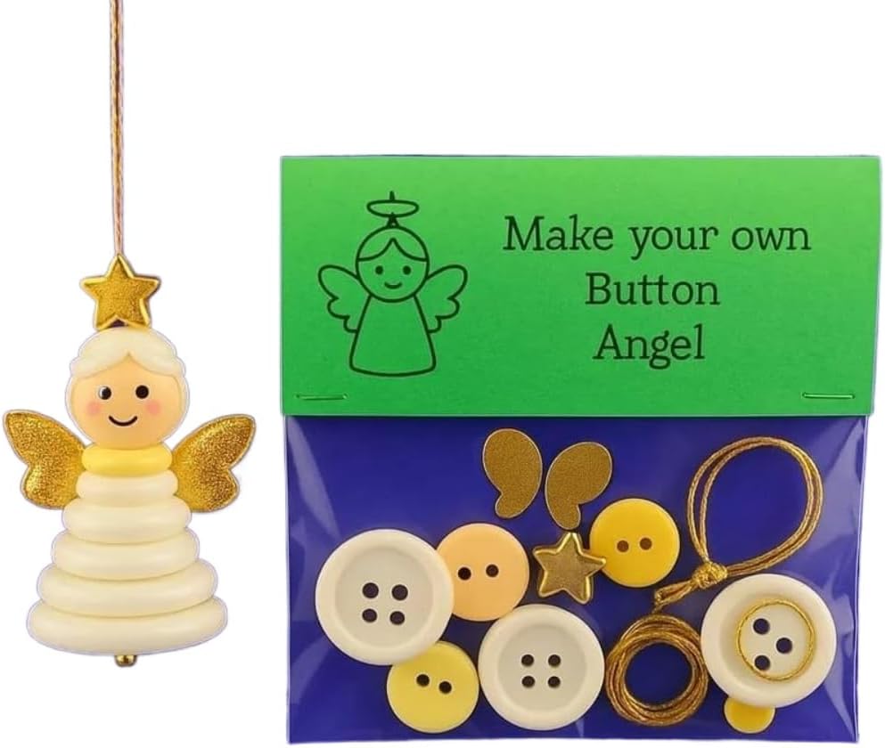 DIY Christmas Button Ornament Making Set - Snowman/Santa/Angel, Fun Holiday Craft Kit for All Ages, Ideal Xmas Tree Hanging Decor & Festive Gifts (8pcs-A)