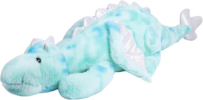 ARELUX Giant 50in 3Lb Big Colorful Green Dragon Large Stuffed Animals Cute Plush Toy Fuzzy Jumbo Teal Marble Dinosaur Pillow Plushies Cuddly Soft Green Pterosaur Plushie for Friends