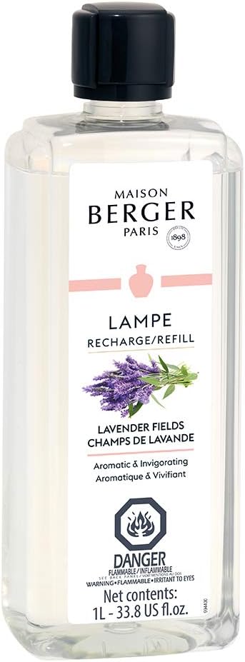Maison Berger Lavender Fields Lampe Berger Refill, 1 Liter (33.8 fl oz), 2-in-1 Catalytic System, Neutralizes Odors and Diffuses Fragrance, Lavender, Eucalyptus, Made in France