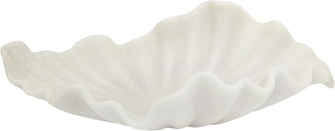 Off-white Large Decorative Bowl - 16” Fruit/Key/Purse Bowl for Home Decor - Coffee Table & Entryway Table Decor - Scalloped Ruffle Bowls - Unique Centerpiece Bowls(Big)