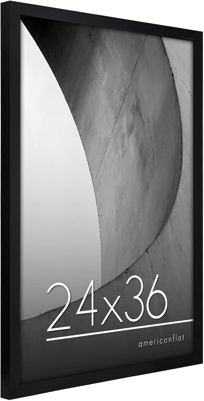 Americanflat 24x36 Poster Frame with Polished Plexiglass - Streamline Collection - Thin Border Picture Frame for Wall Display - Hanging Hardware Included - Black