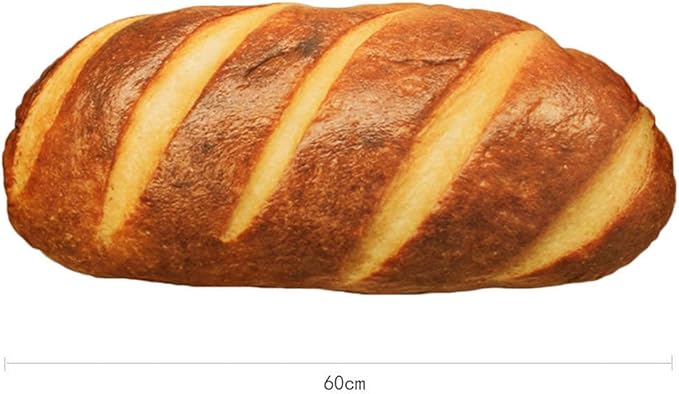 Levenkeness 3D Simulation Bread Shape Plush Pillow,Soft Butter Toast Bread Food Cushion Stuffed Toy for Home Decor 23.6"