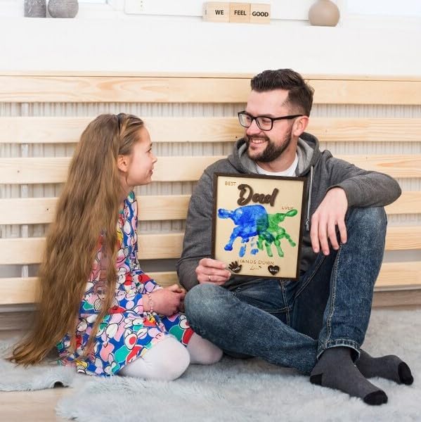 10" Gifts for Dad from Kids Custom fathers day Best Dad Ever gifts Hands down sign - Personalized Fathers Day Dads Gift from kids daughter son, First fathers day Daddy gift for new dad / Birthday