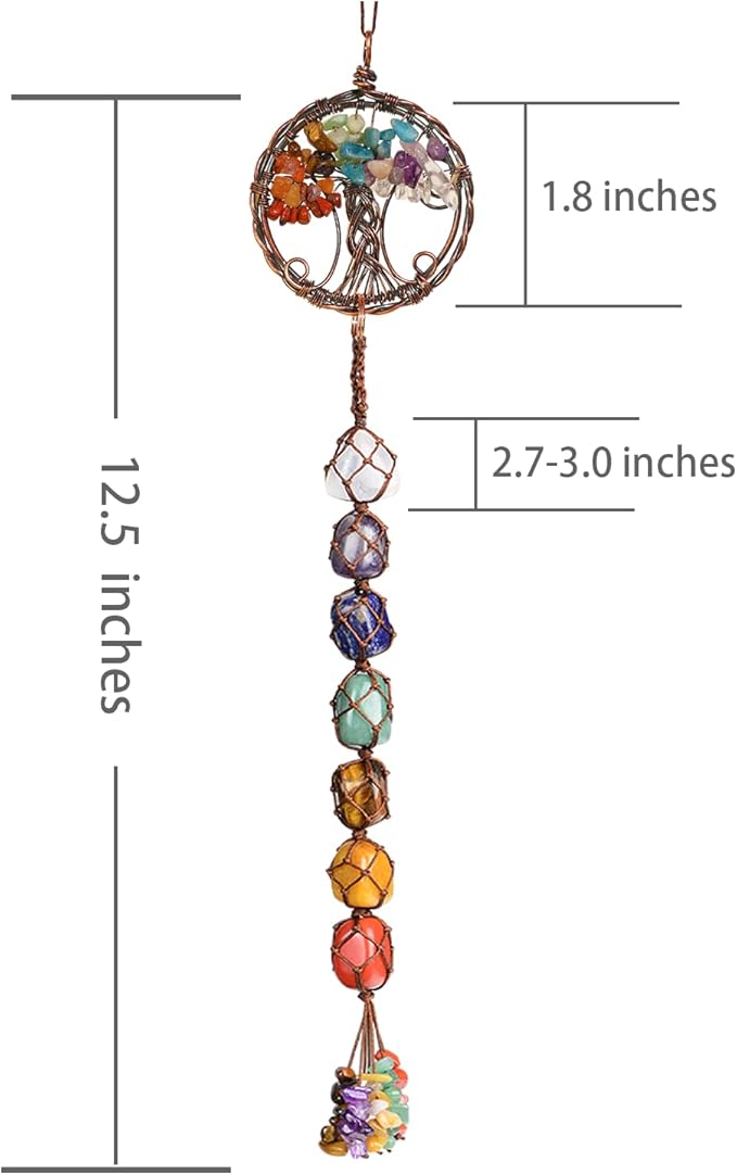 Anjiucc Handmade Crystal Window Car Hanging Ornaments 7 Chakra Home Ornament Yoga Meditation Car Decoration(A-Style 12)