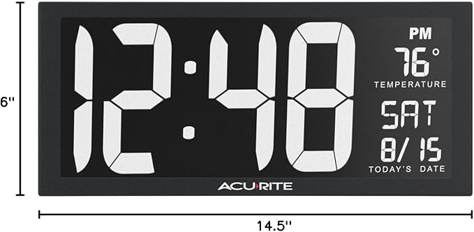 AcuRite 75159M 14.5" Large White LED Digital Clock Inch, White