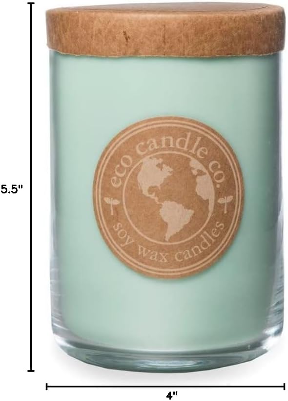 ECO CANDLE CO. Recycled Candle, Seagrass, 26 oz. - Scents of Coconut, Jasmine, Eucalyptus, Vetiver, Driftwood, & Seaweed - 100% Soy Wax, No Lead, Kraft Paper Label & Lid, Hand Made, Midwest Soybeans