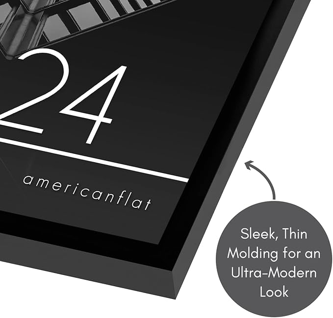 Americanflat 18x24 Poster Frame with Polished Plexiglass - Streamline Collection - Thin Border Picture Frame for Wall Display - Hanging Hardware Included - Black