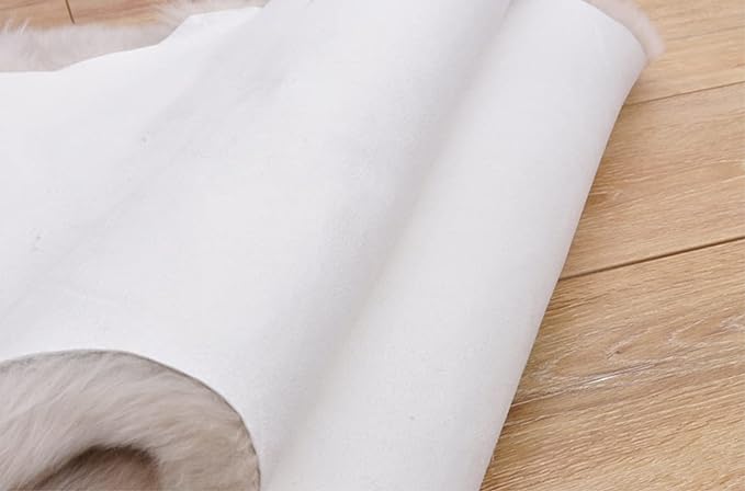 HUAHOO Premium Genuine Sheepskin Rug Linen Real Australia Sheepskin Natural Luxury Fluffy Lambskin Fur Area Rug Seat Covers for Kids Bedroom Sofa Chair Cover Pets Dogs Mat Double Pelt/2' x 6' Linen
