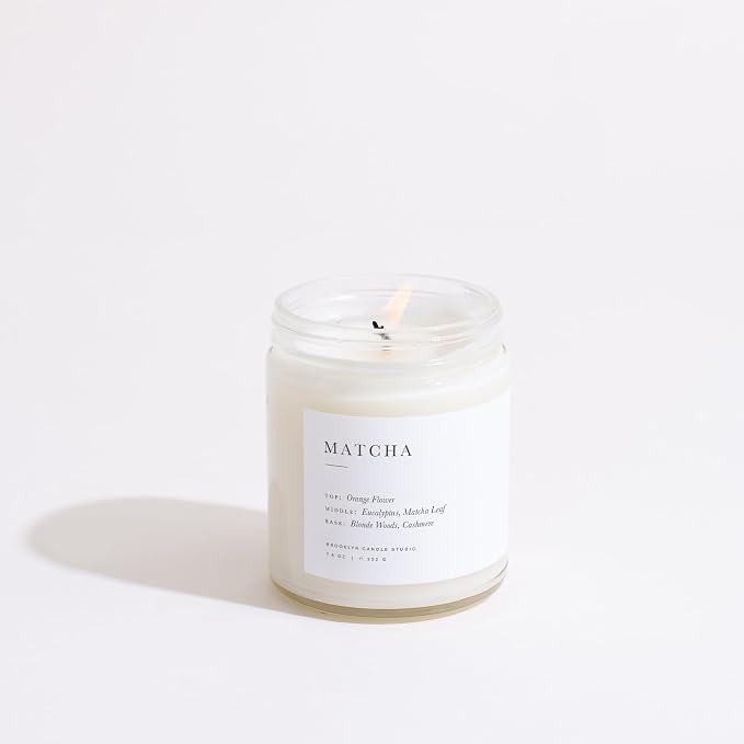 Brooklyn Candle Studio Matcha Spring Candle - Luxury Scented Candle, Vegan Soy Wax, Hand Poured in The USA, Long Lasting, 50 Hour Burn Time - 7.5oz