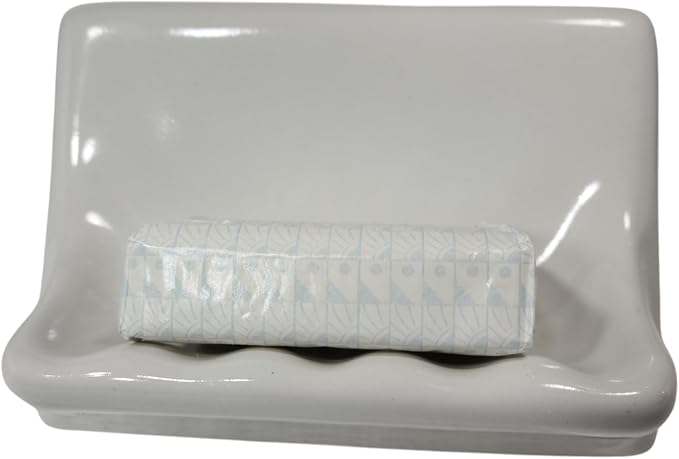 Snow White Ceramic Tile Soap Dish Shower Tray Vintage Mid Century Modern Retro