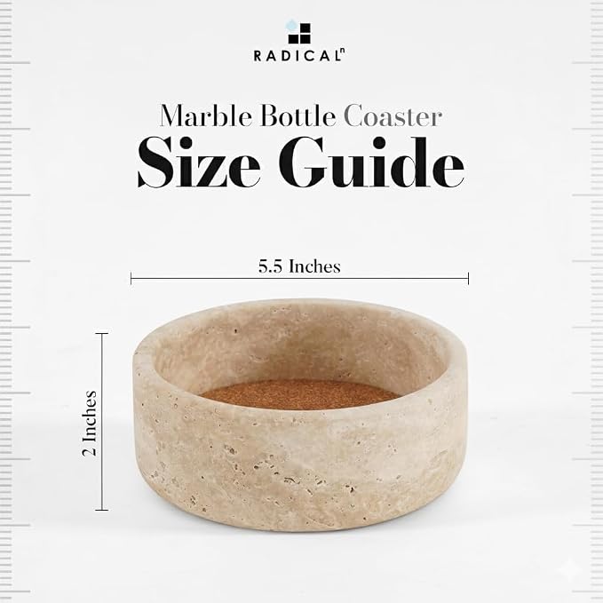 Radicaln Marble Wine Coasters 5.5" Inches Travertine Wine Bottle Coasters for Countertop, Ideal Absorbent Cork Holder for Champagne Bottles