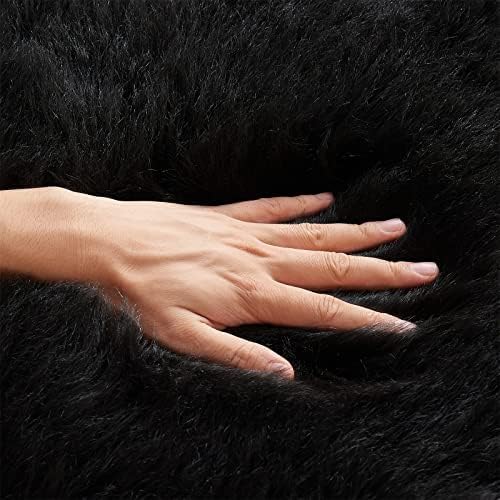 EasyJoy Ultra Soft Fluffy Shaggy Area Rug Faux Fur Rug Chair Cover Seat Pad Fuzzy Area Rug for Bedroom Floor Sofa Living Room (2 x 4 ft Rectangle, Black)
