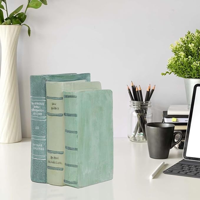 Guichifun Decorative Books Living Room Décor - Resin Sage Green Faux Books Fake Modern Home Decoration for Bookshelf Coffee Table Décor 5.5 x 4.5 x 7.5 Inch