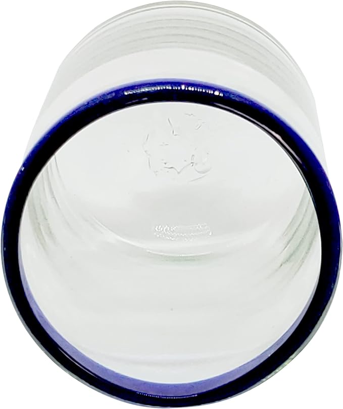 Cobalt Blue Rim 10 oz Tumblers (set of 6), Recycled Glass, Lead-free, Toxin-Free (Tumbler)