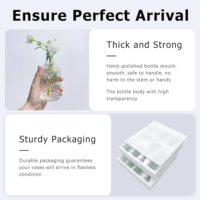 SUPMIND 16pcs Glass Bud Vase Set, Small Clear Flower Vases for Centerpieces in Bulk, Cute Mini Vintage Vase for Wedding, Home Decor, Table Decoration