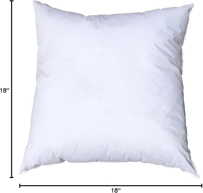 Pillowflex Premium Polyester Pillow Insert – 18x18 - Square Pillows Form, Machine Washable, Soft Sham Supports, Decorative Form for Covers and Throw Pillows, Hypoallergenic - Made in USA - 2 Pack