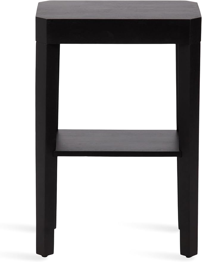 Kate and Laurel Talcott Modern Rectangle Wood Side Table, 16 x 10 x 25, Black, Transitional Decorative Two-Tier End Table for Use as a Bedroom Nightstand or Living Room Accent
