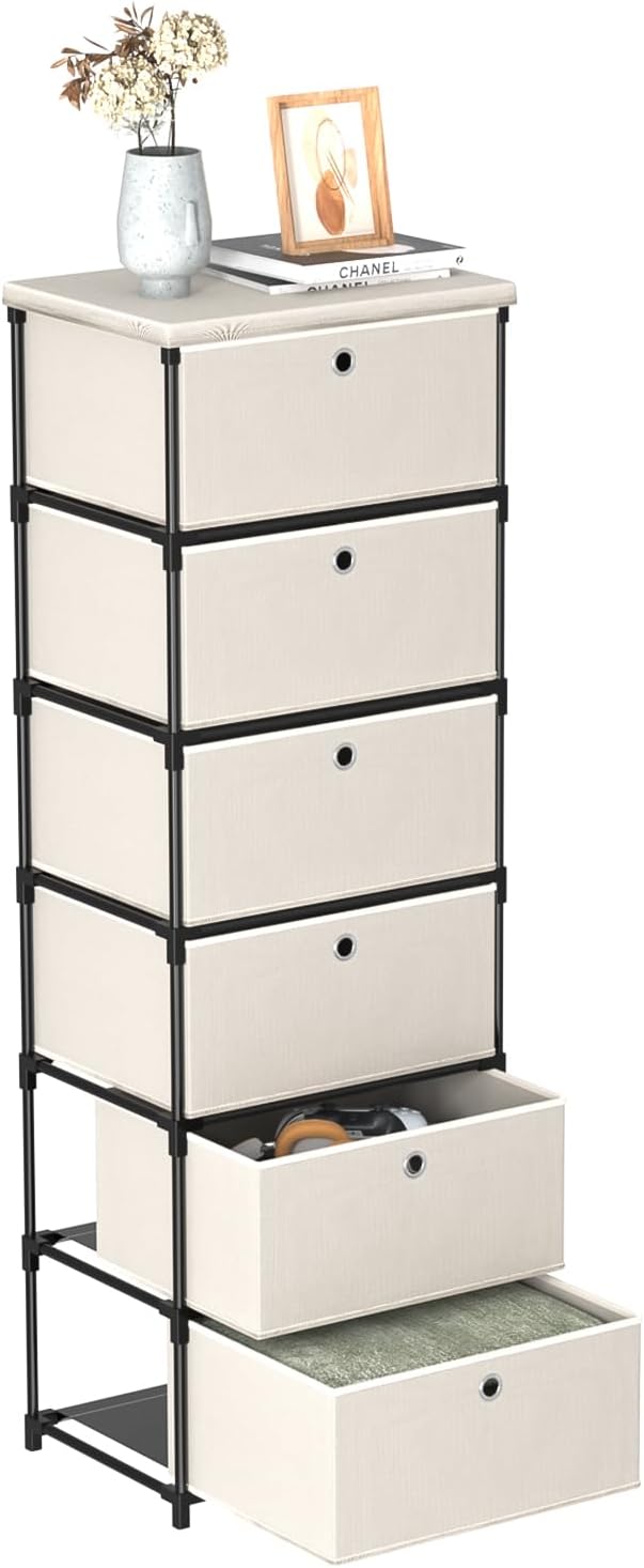 LUKYTOWER Fabric Storage Drawers Dresser and Chest of Drawers, Small Dresser with Drawers Unit, Sturdy Fabric Storage Bin Organizer for Closet