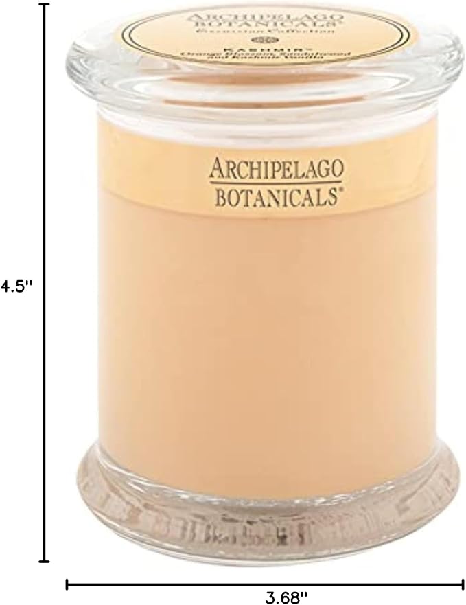 Archipelago Botanicals Kashmir Glass Jar Candle, Kashmir Vanilla, Orange Blossom and Sandalwood Scent, Lead-Free Candle Wicks, Burns Approx. 60 Hours (8.6 oz)