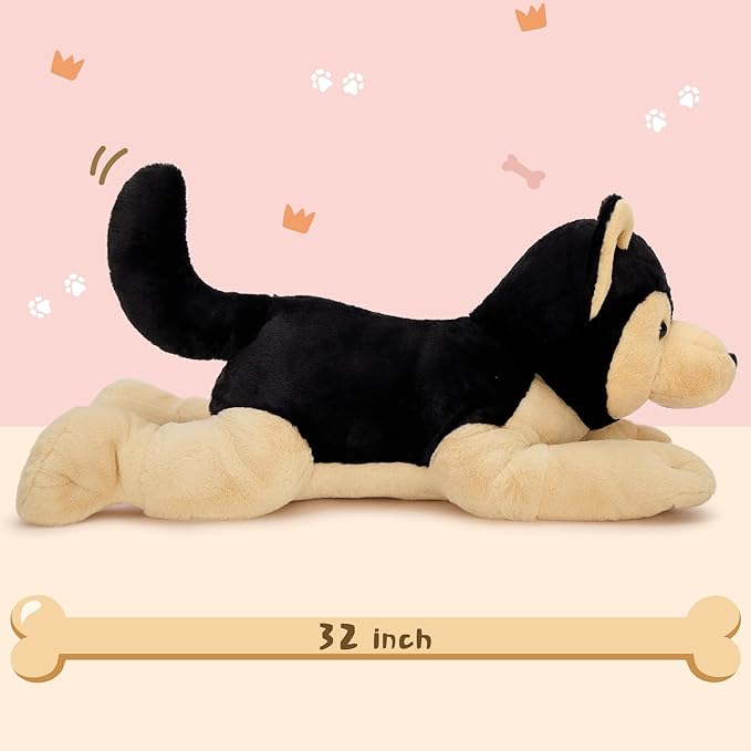 MorisMos 32inch Giant German Shepherd Dog Stuffed Animals, Large Stuffed Dog Plush, Big Puppy Pillow Birthday Gifts Kids Girls Boys