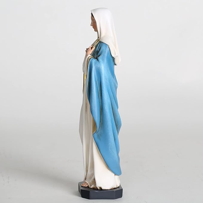 BC Catholic Immaculate Heart of Mary Statue, 10" H Blessed Holy Mother Virgin Mary Figure for Altar, Devout Home Decor, Religious Gifts to Mom, Hand Painted Renaissance Sculpture by Buildclassic
