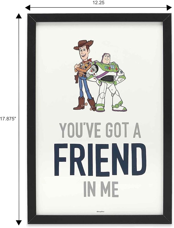 Disney Pixar Toy Story You've Got a Friend In Me Woody and Buzz Framed Wall Decor - Cute Toy Story Picture