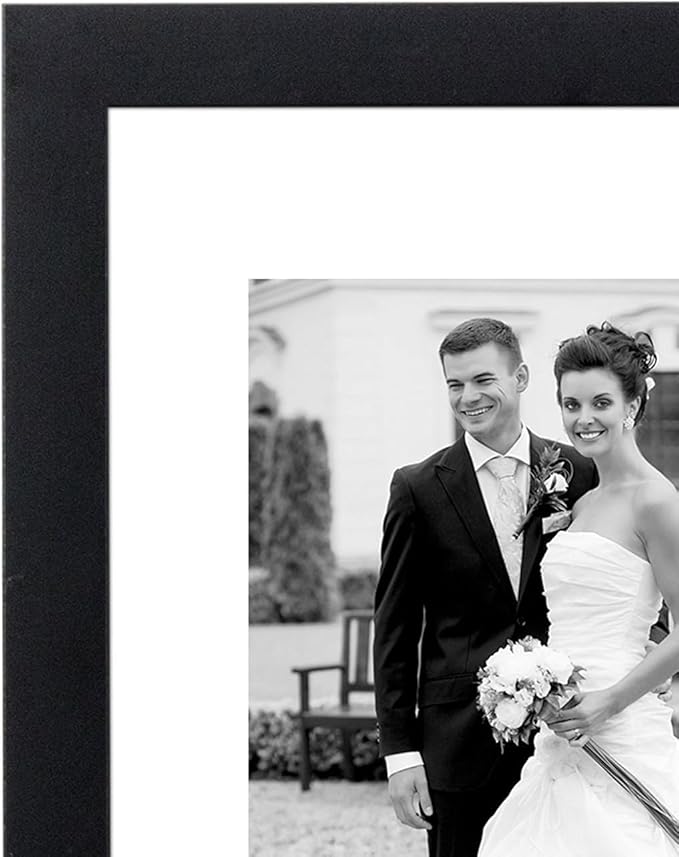 Americanflat Set of 7 Picture Frames with Shatter-Resistant Glass - Gallery Wall Frame Set with One 11x14, Two 8x10 and Four 5x7 Frames - Signature Collection - Black