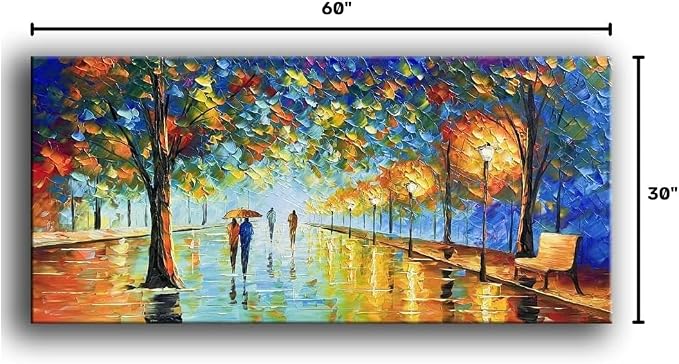 Tyed art- Large Modern Wall Art , handpainted Canvas Paintings Landscape ,Framed Textured Wall Art Painting,Abstract Landscape Artworks ,Home Wall art Living room bedroom bedside sofa background Wall Decor , 60 by30 inch