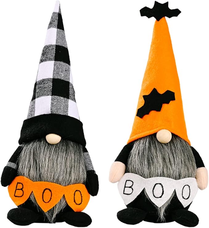 2 Pack Halloween Gnomes Plush Decor,Handmade Witch Swedish Tomte Gnome Nisse Scandinavian Ornaments Elf Dwarf for Home Halloween Day Party Table Decorations Kids Gift