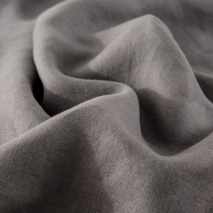 meadow park Stone Washed French Linen European Pillow Shams, Set of 2 Pieces, 26 inches x 26 inches Square Euro Sham, Super Soft, 1 inches Flange, Charcoal Color